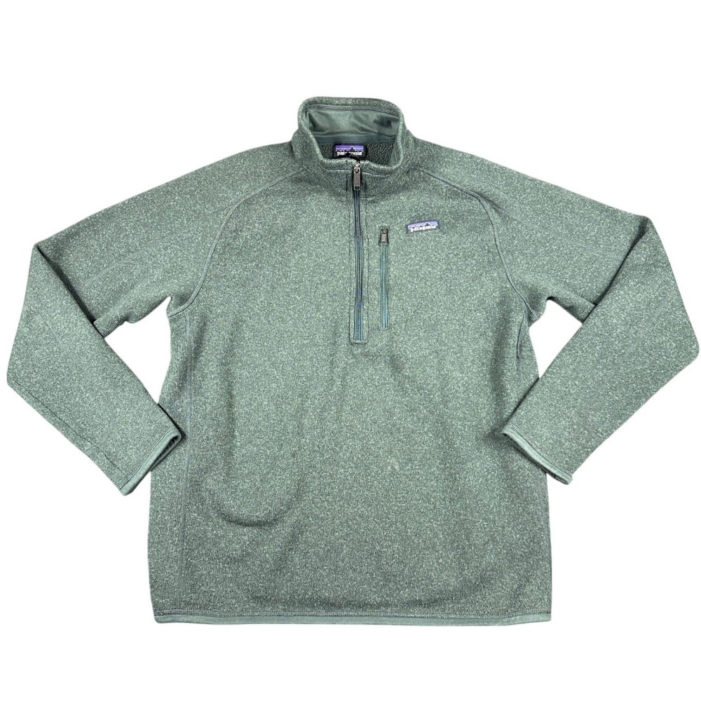 Patagonia Better Sweater Quarter Zip Fleece Pullover Green Mens Large Hiking